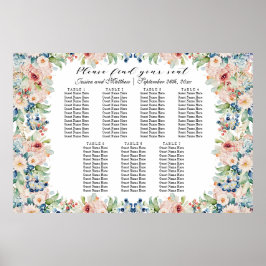 Poster Aquarelle Floral 7 Tables Siège Mariage