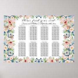 Poster Aquarelle Floral 8 Tables Siège Mariage