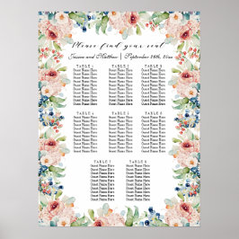 Poster Aquarelle Floral 8 Tables Siège Mariage