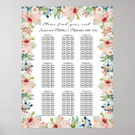 Poster Aquarelle Floral 9 Tables Siège Mariage