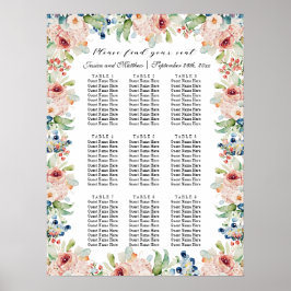 Poster Aquarelle Floral 9 Tables Siège Mariage