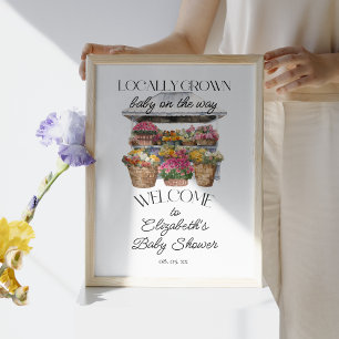 Poster Aquarelle Floral Farmer's Market Shower Bienvenue