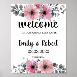 Poster aquarelle Floral Folial Mariage