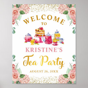 Poster Aquarelle Floral Gold Parties scintillant Tea Part