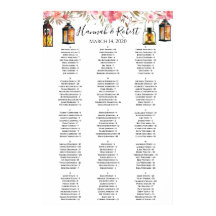 Aquarelle Floral Lanterns Mariage Carte de siège