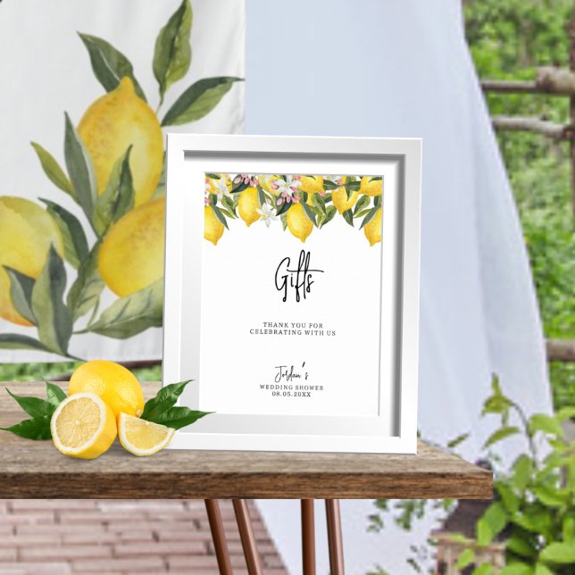 Poster Aquarelle Floral Lemons Cadeaux Wedding showers (Créateur téléchargé)