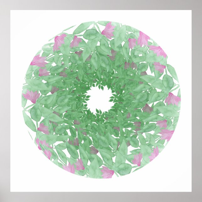 Poster Aquarelle Floral Mandala (Devant)