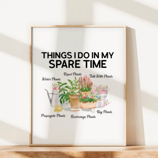 Poster Aquarelle Floral Plante Funny Citation jardinage (In situ under sunlight)
