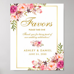 Poster Aquarelle Floral Rose Gold Wedding Faveurs