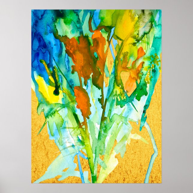 Poster aquarelle florale Abstraite (Devant)