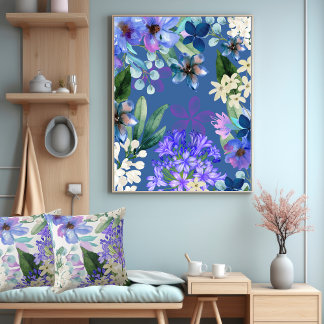 Poster aquarelle florale feuillage botanique vert