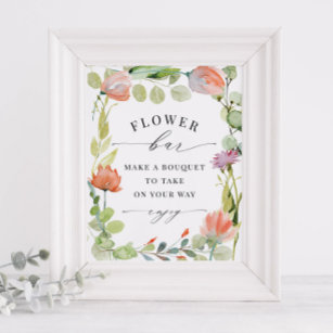 Poster Aquarelle Florale "Flower Bar" Douche Favoriser l'