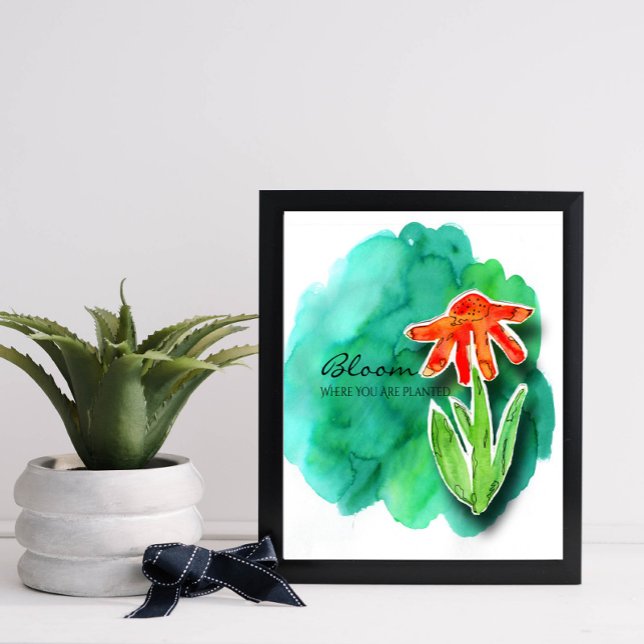 Poster Aquarelle Florale Inspiration Cutout Collage (AN inspiring message for a new home, or anyone needing a little bit of positivity)
