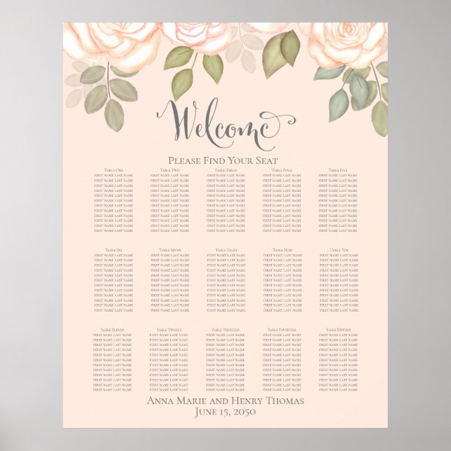 Poster Aquarelle florale Mariage floral (Devant)