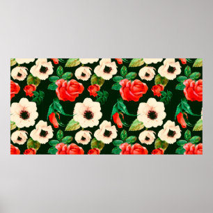 Poster Aquarelle florale motif transparent. Pavot blanc