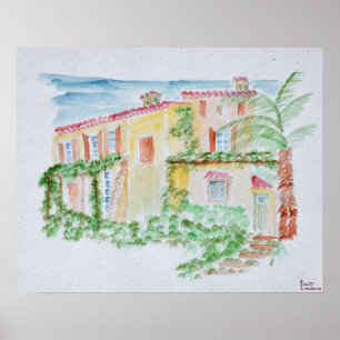 Poster Aquarelle Français Sud de la France