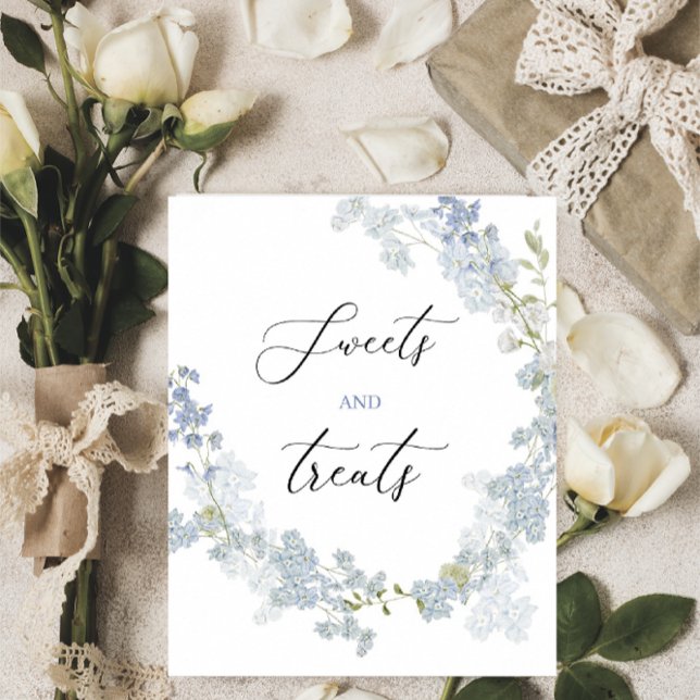 Poster Aquarelle friandises Baby shower de fleurs bleues (Créateur téléchargé)