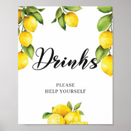 Poster Aquarelle Fruits d'été Citron Boissons Signal