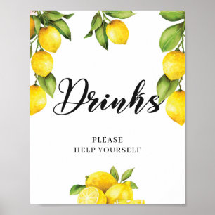 Poster Aquarelle Fruits d'été Citron Boissons Signal