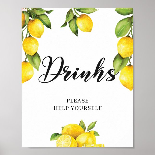 Poster Aquarelle Fruits d'été Citron Boissons Signal (Devant)