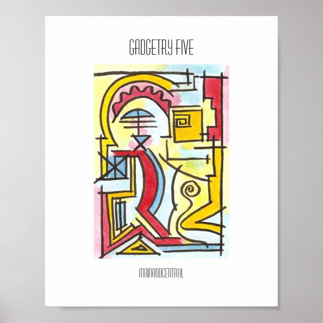 Poster Aquarelle géométrique Gadgetry Cinq-Modernes Bauha (Devant)