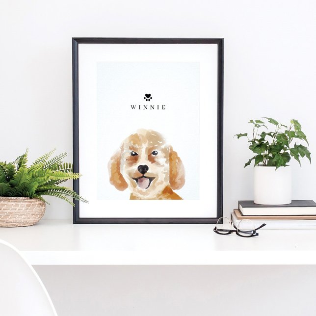 Poster Aquarelle Goldendoodle Illustration Nom du chien (Créateur téléchargé)