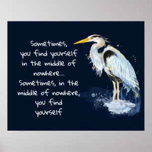 Poster Aquarelle Great Blue Heron Citation Inspirante