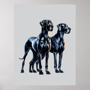 Poster Aquarelle Great Danes