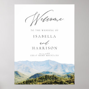 Poster Aquarelle Great Smoky Mountains Mariage Bienvenue