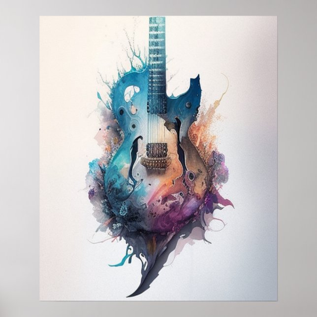 Poster aquarelle Guitare (Devant)