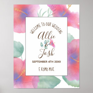 Poster Aquarelle Hibiscus Maui Mariage