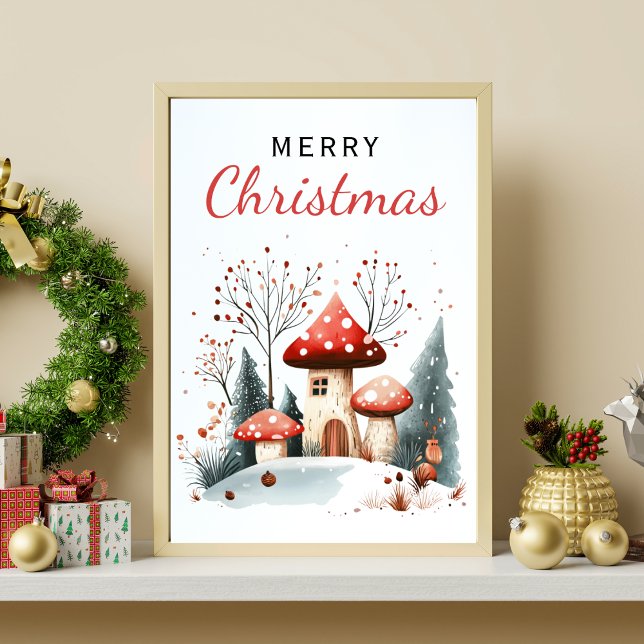 Poster Aquarelle hiver Bois Joyeux Noël (Créateur téléchargé)