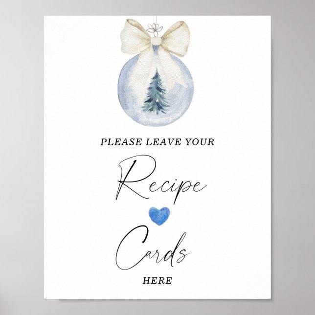 Poster Aquarelle hiver bullez votre carte de recette ici (Devant)