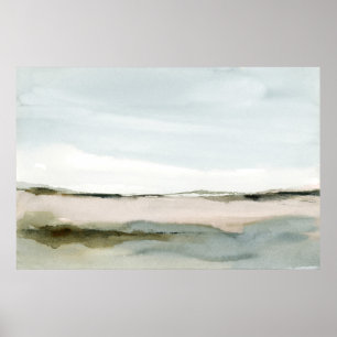 Poster Aquarelle horizontale neutre Abstraite du paysage