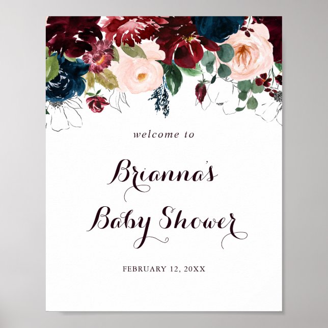Poster Aquarelle illustrée Baby shower d'automne Bienvenu (Devant)