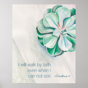 Poster Aquarelle inspirante et spirituelle Succulente