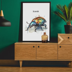 Poster Aquarelle Iridescente Beetle, personnalisé