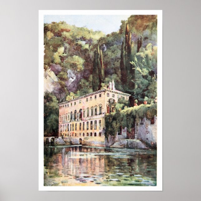 Poster Aquarelle Italie Lac de Côme Villa Plini (Devant)
