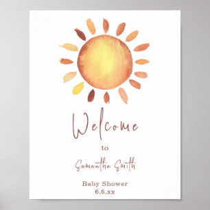 Poster Aquarelle Jaune Bonheur Bienvenue Soleil