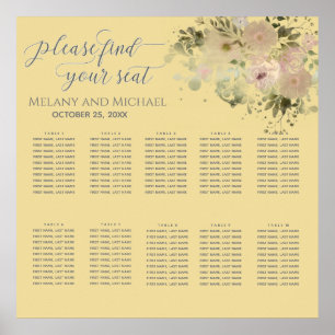 Poster Aquarelle jaune clair jaune clair boho floral tend