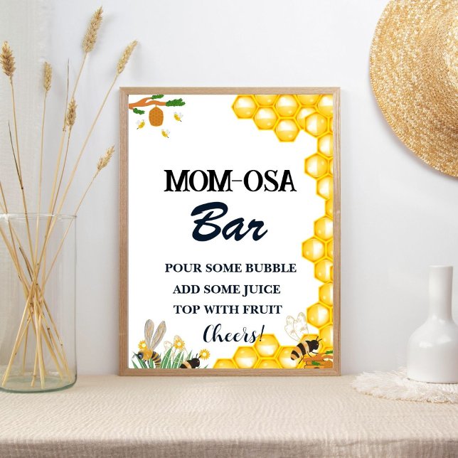 Poster Aquarelle Jaune Floral Honny Bee Mom-osa Bar (Créateur téléchargé)
