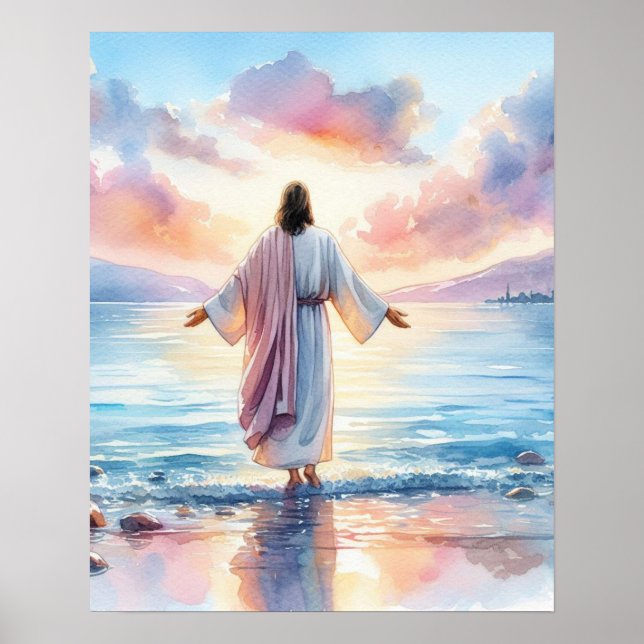 Poster Aquarelle Jesus Art (Devant)