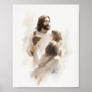 Poster Aquarelle Jésus - Décor Maison Chrétienne