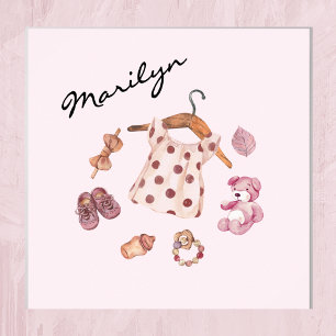 Poster Aquarelle Jouets Vintages Pink Nursery Art