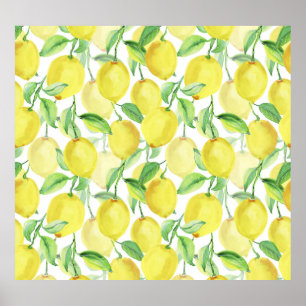 Poster Aquarelle juteuse : peinture citron vibrante