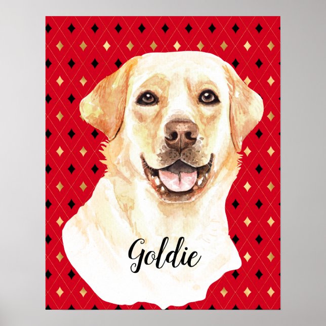 Poster Aquarelle Labrador Retriever Chien Personnalisé (Devant)
