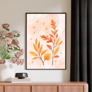 Poster Aquarelle L'automne quitte l'affiche botanique