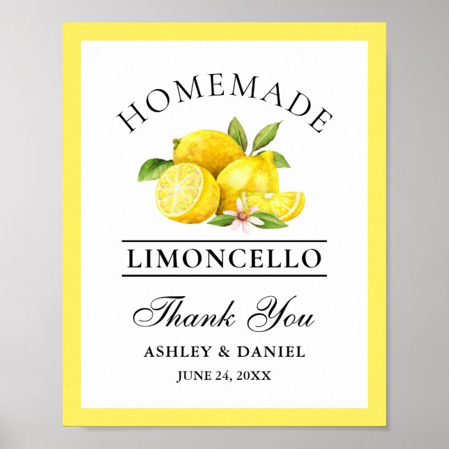 Poster Aquarelle Lemons Limoncello Mariage (Devant)