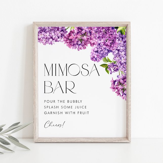 Poster Aquarelle Lilac Fleurs Fête des mariées Mimosa Bar (Créateur téléchargé)