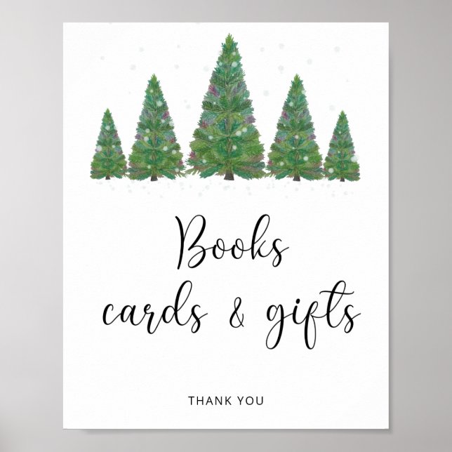 Poster Aquarelle livres floraux d'hiver cartes et cadeaux (Devant)